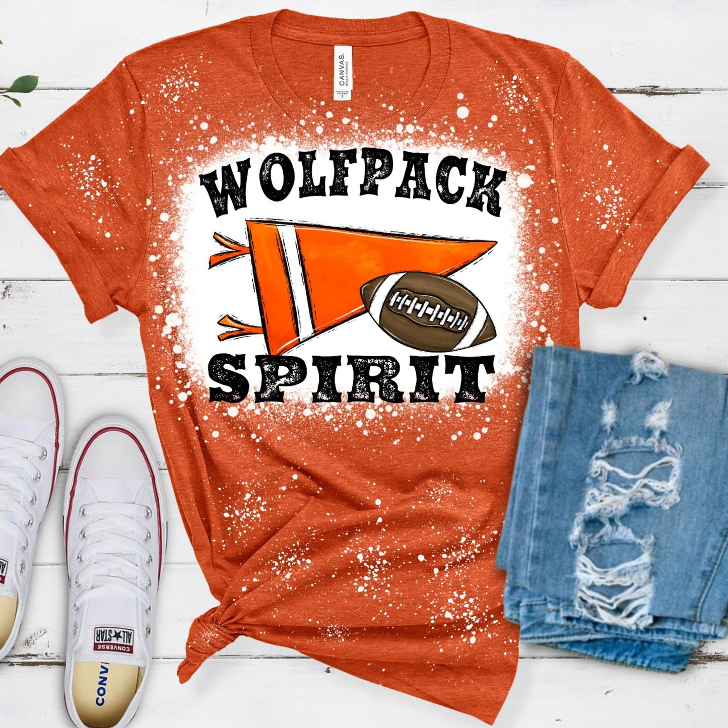 Wolfpack Spirit Football Bleached T-shirt