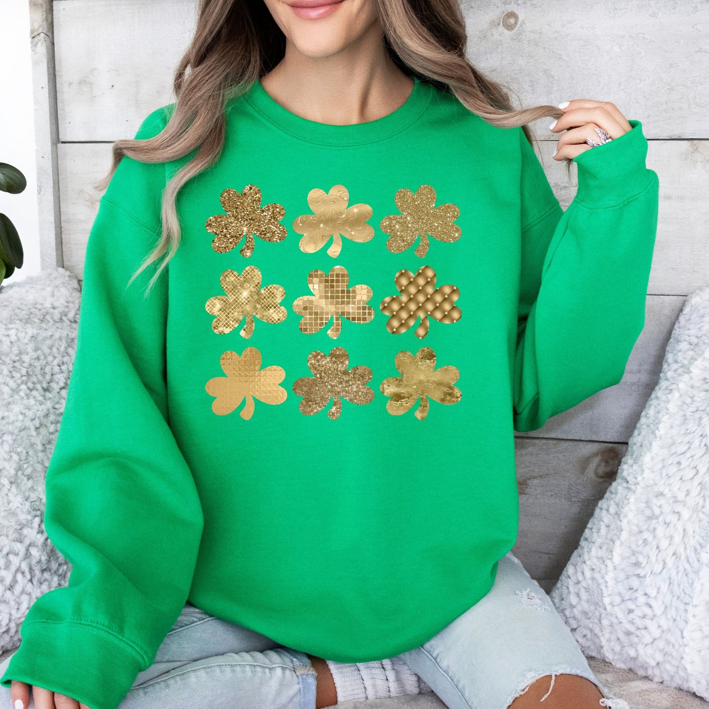 Shamrock Faux Glitter Sweatshirt