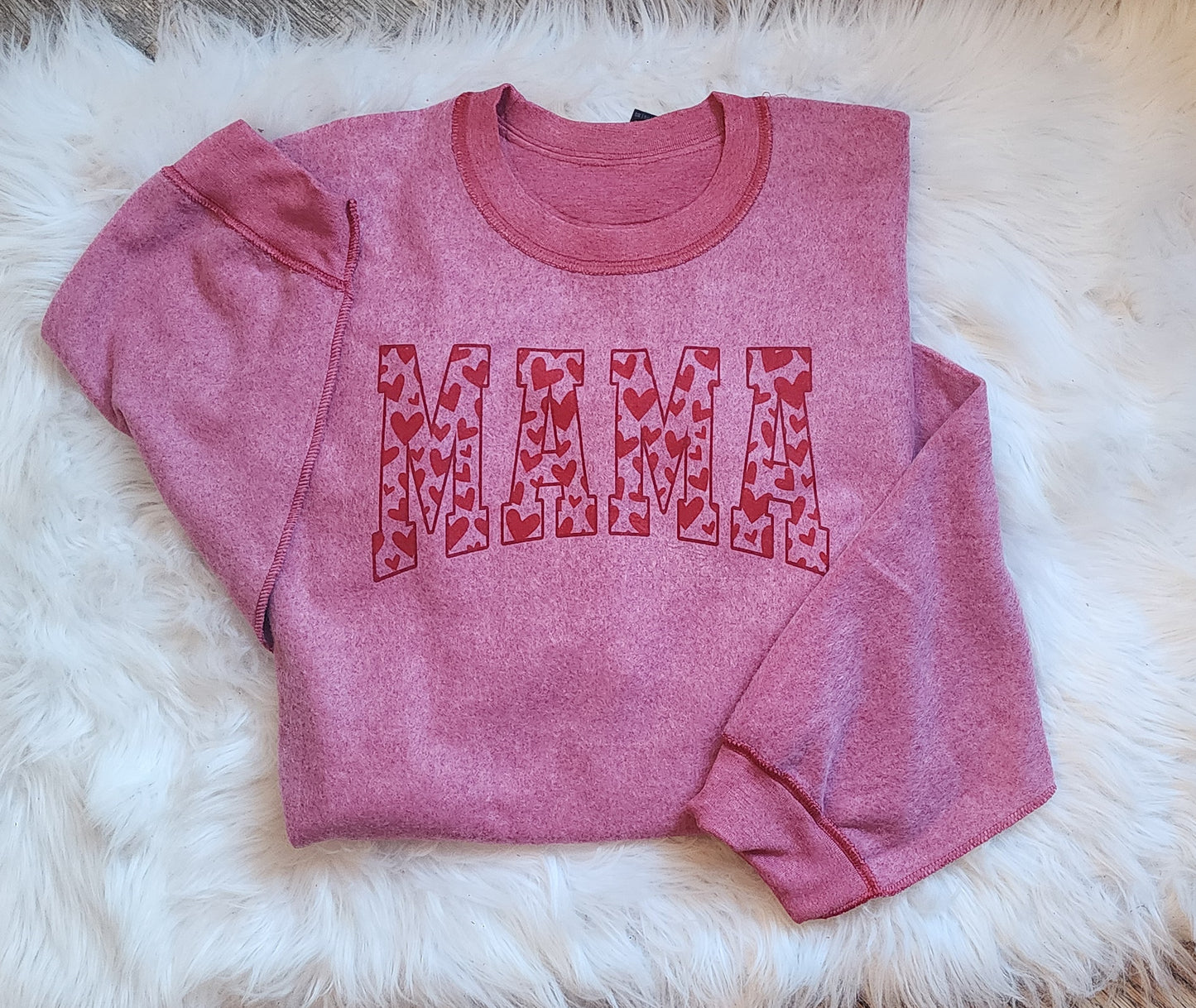 Mama Heart Inside Out Sweatshirt Gildan