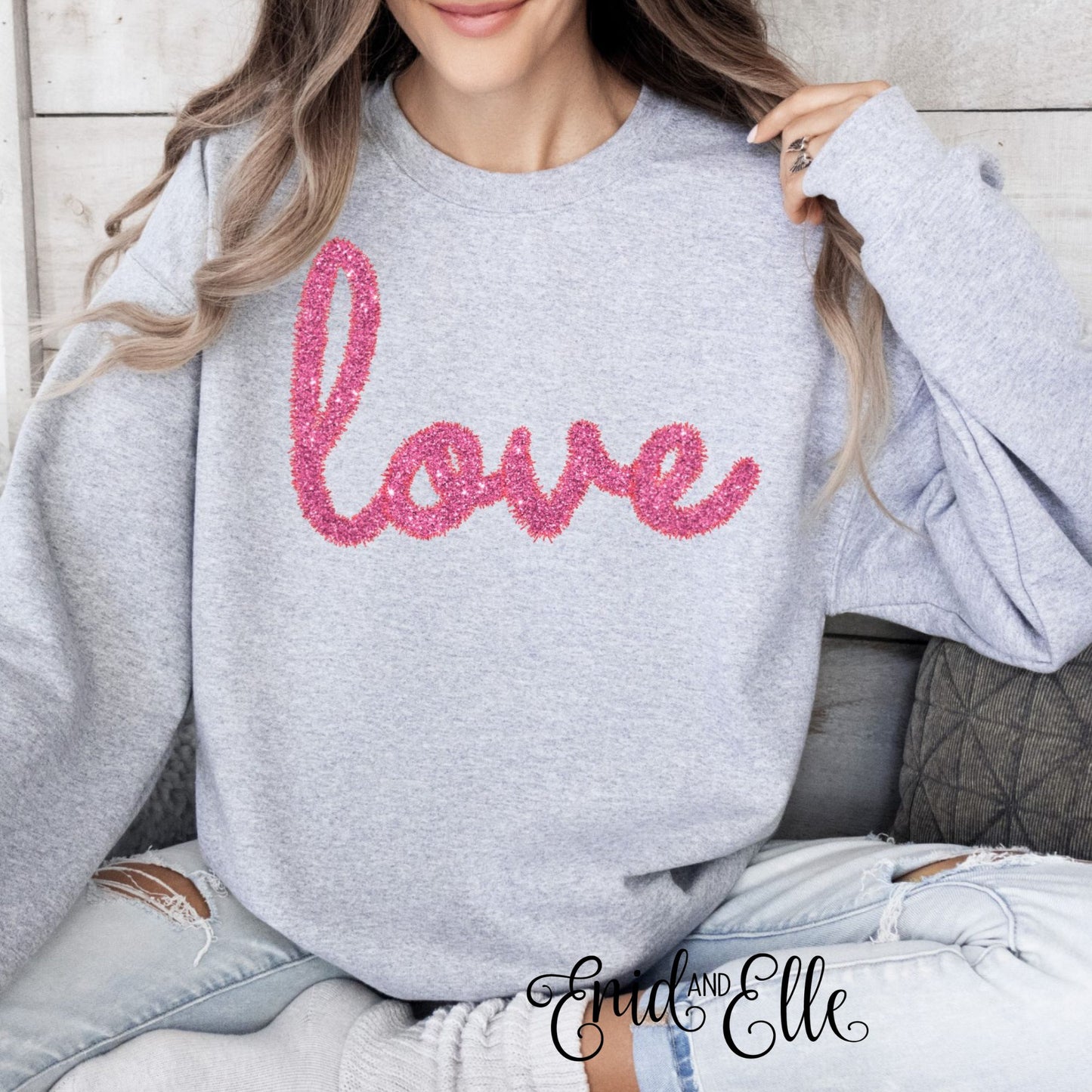 Faux Tinsel Love Sweatshirt