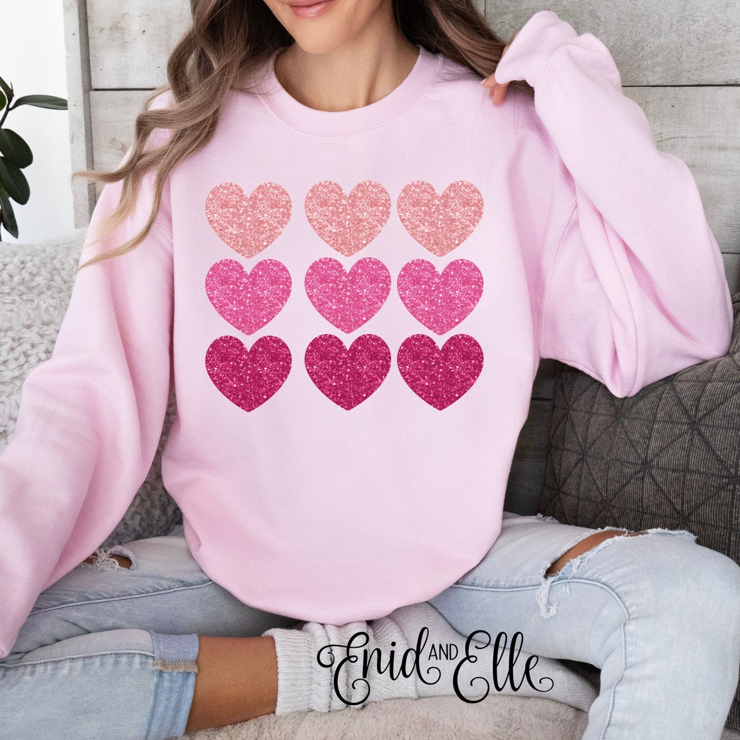Faux Glitter Heart Sweatshirt