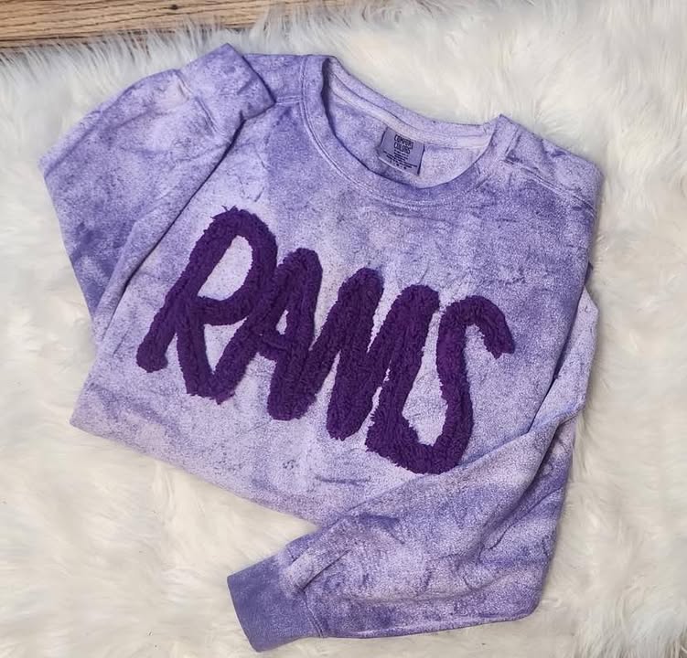 Rams Comfort Colors Embroidered Yarn Sweatshirt