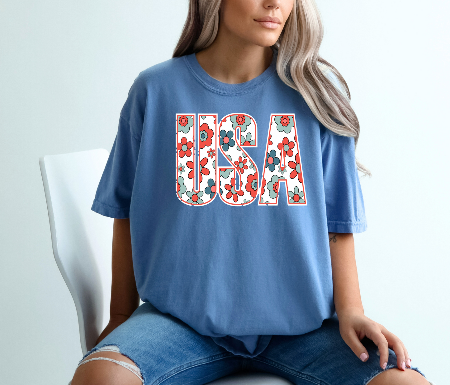 USA Floral Summer T-shirt