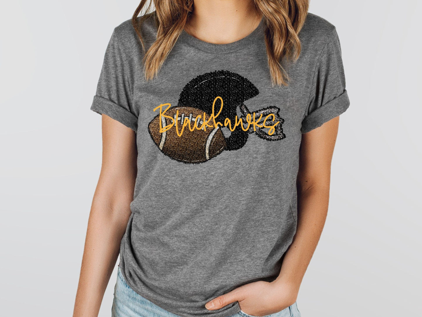 Blackhawks Faux Sequin Helmet Shirt