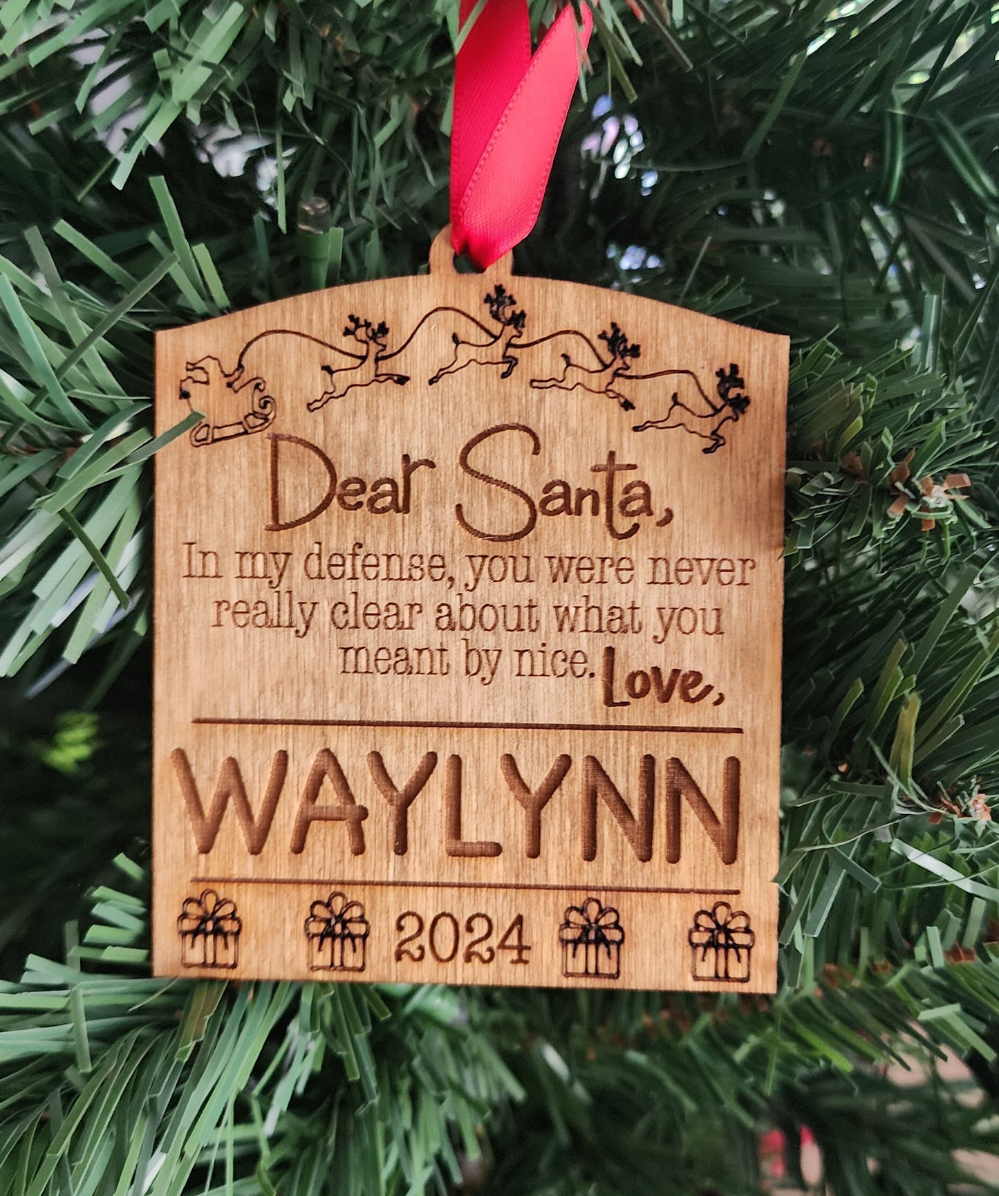 Dear Santa Name Ornaments