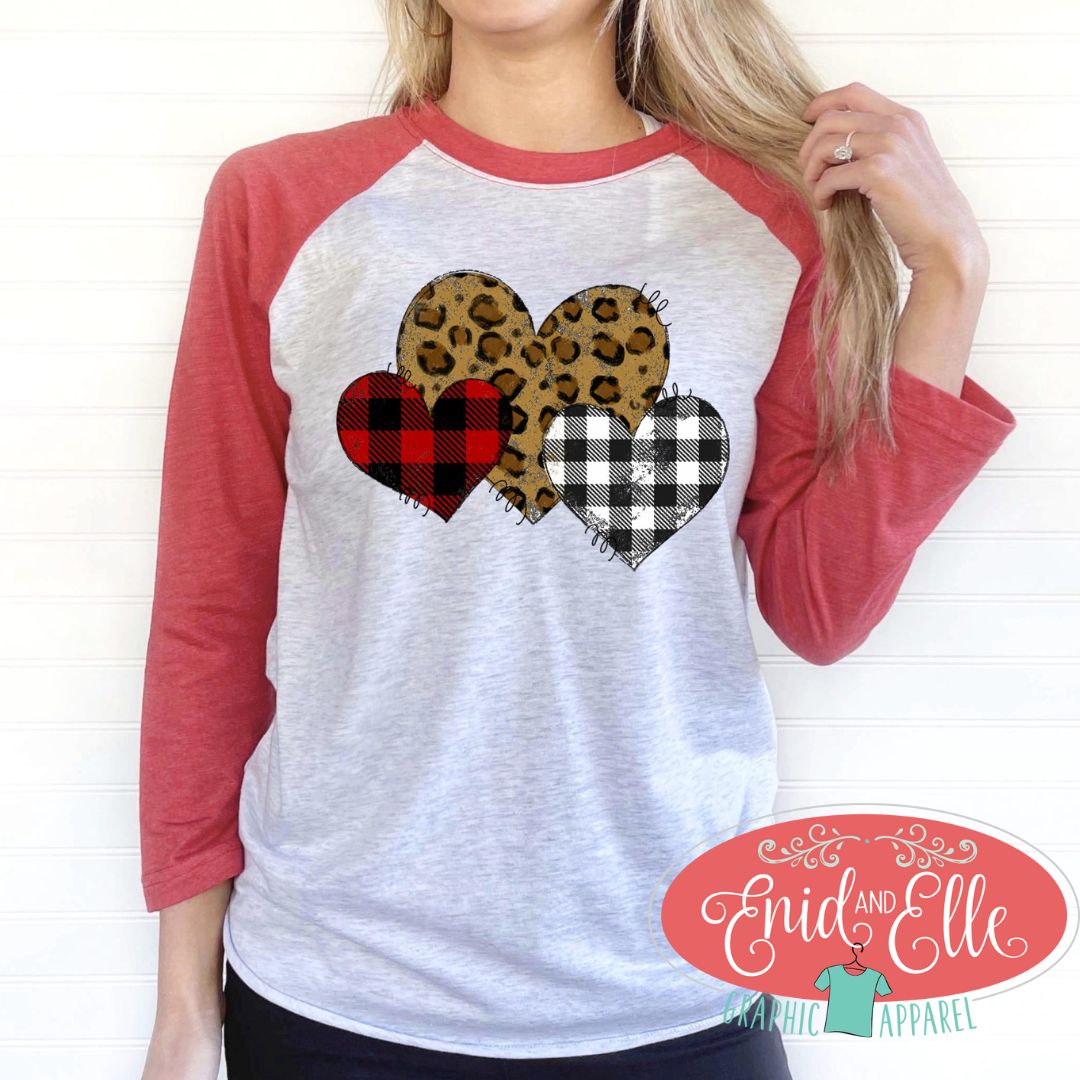 Leopard Heart Trio Raglan