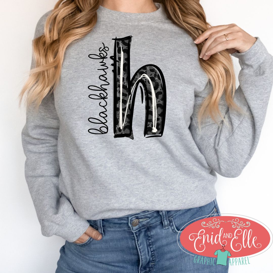 Blackhawks H Black Leopard Sweatshirt