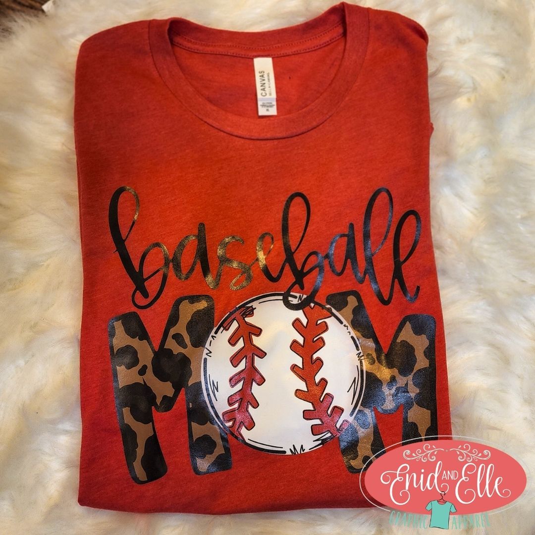 Baseball leopard mom t-shirt