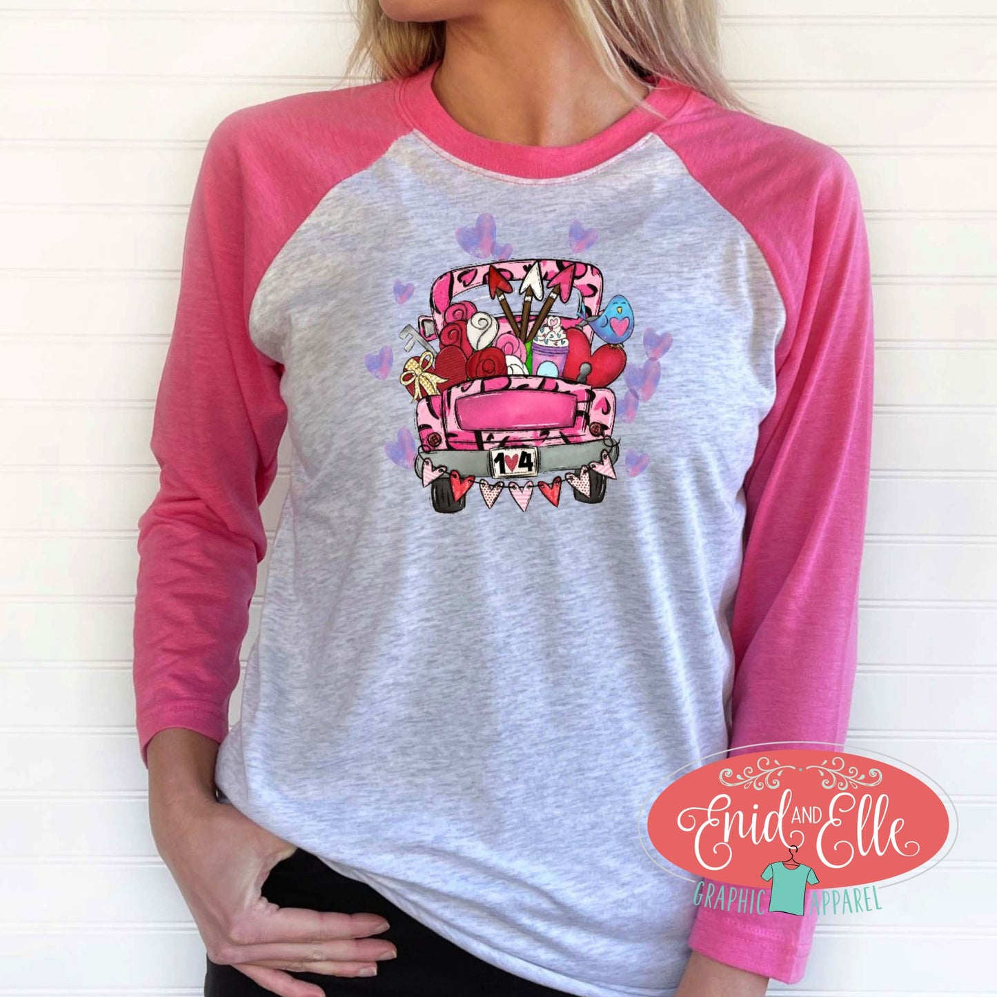 Valentine's Day Truck Raglan Shirt
