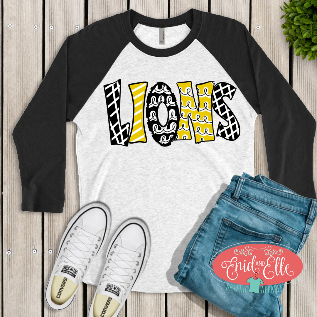 Lions Doodle Letter Raglan