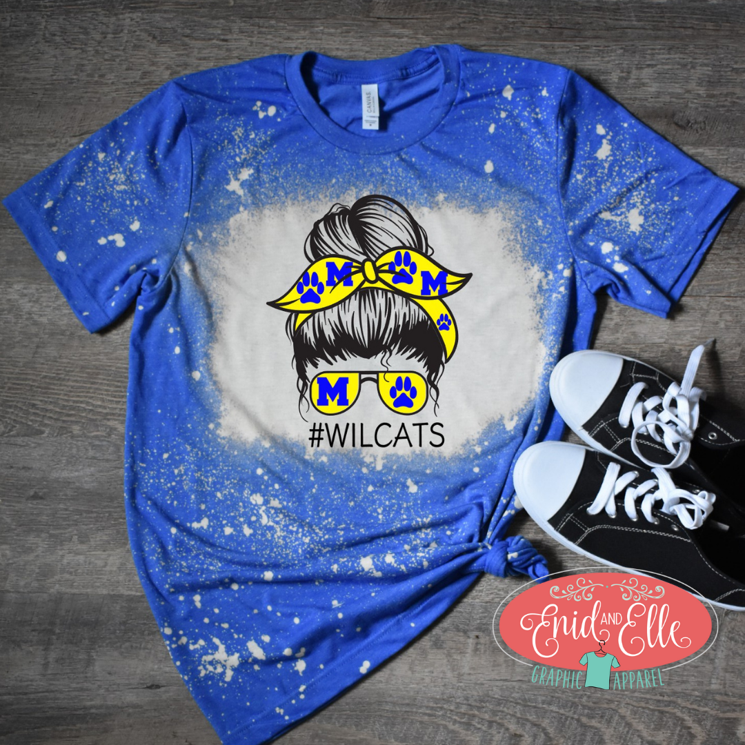 Wildcat blue/gold Messy bun