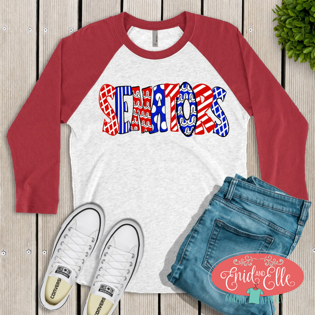 WW Senator Doodle Letter Raglan