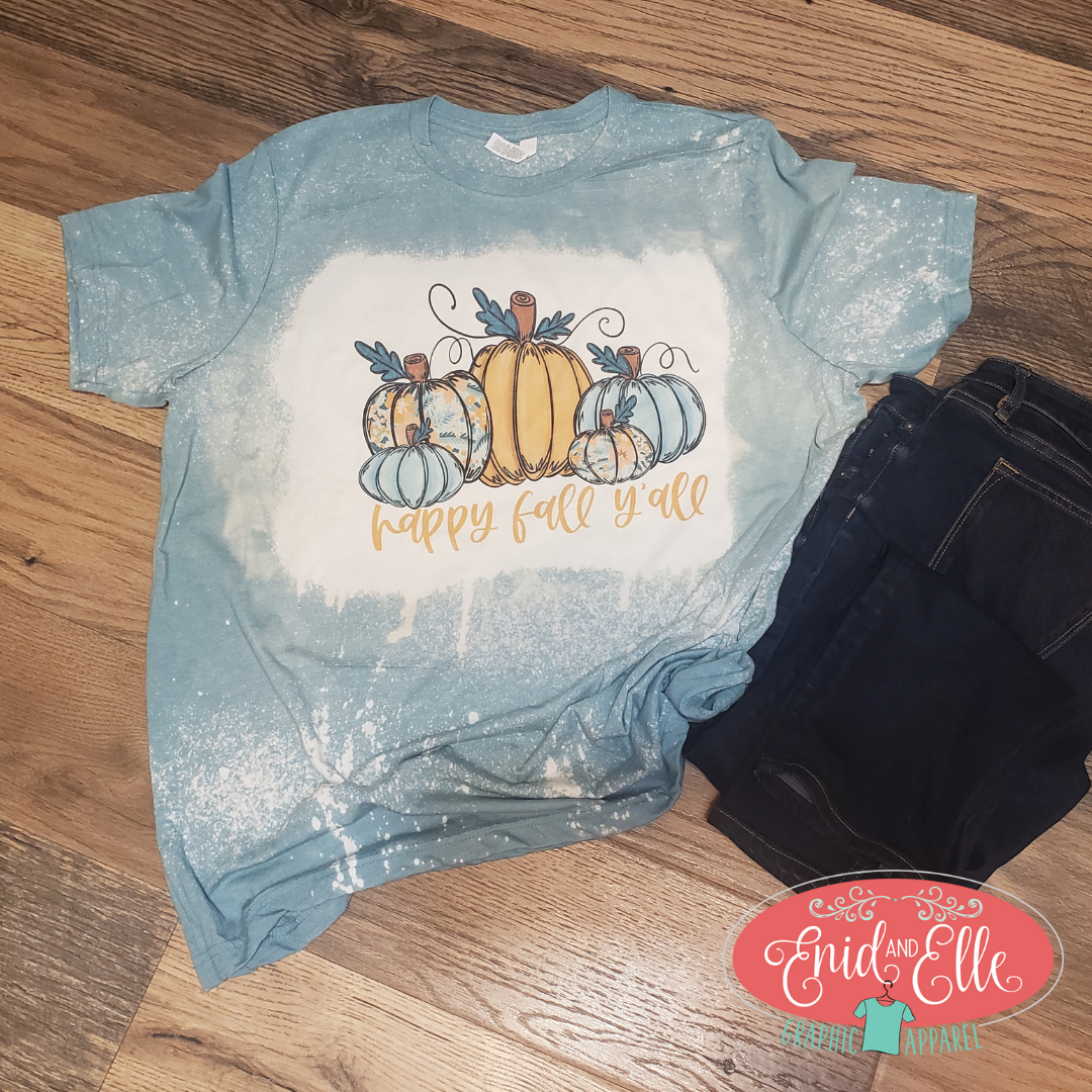Happy Fall Y'all Bleached T-shirt