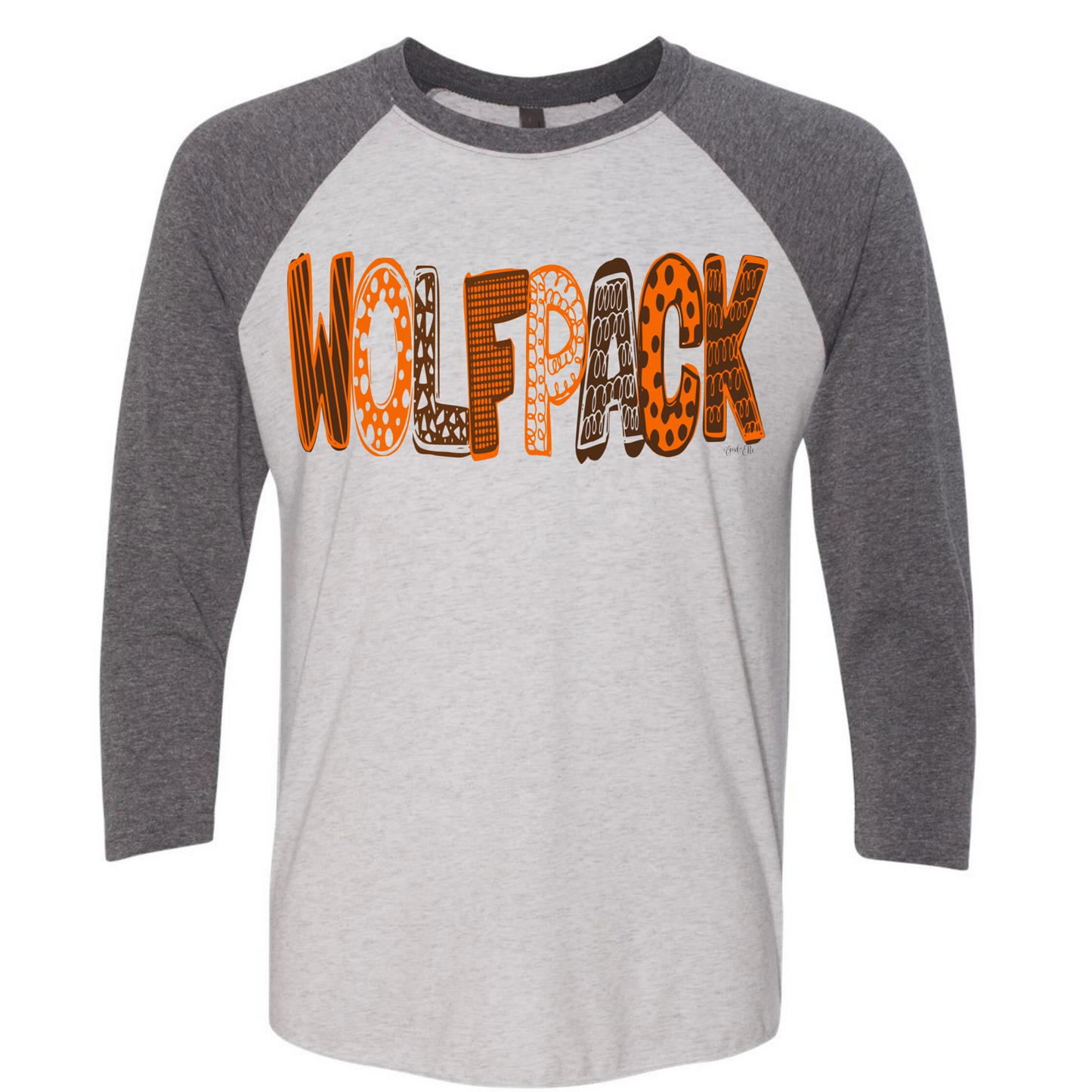 Crawford County Wolfpack Doodle Letter Raglan Shirt - Enid & Elle