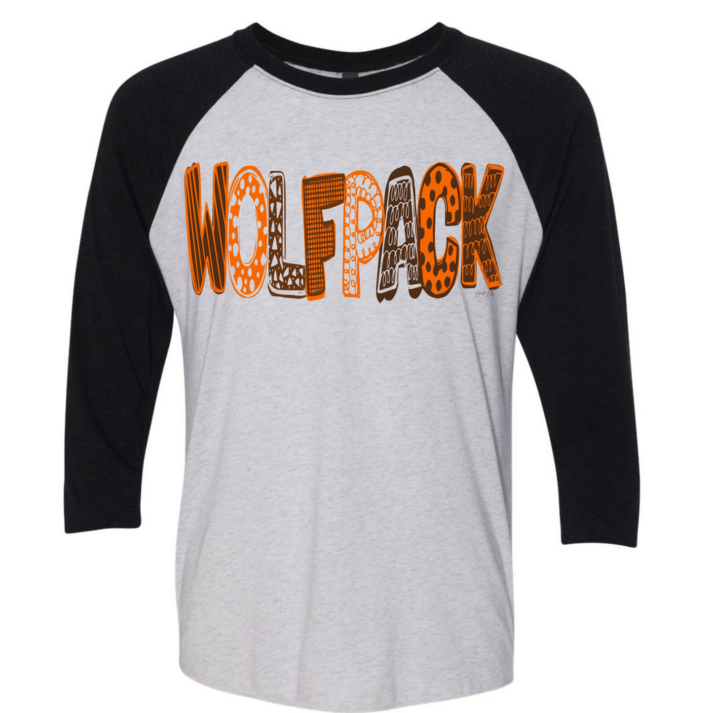 Crawford County Wolfpack Doodle Letter Raglan Shirt - Enid & Elle