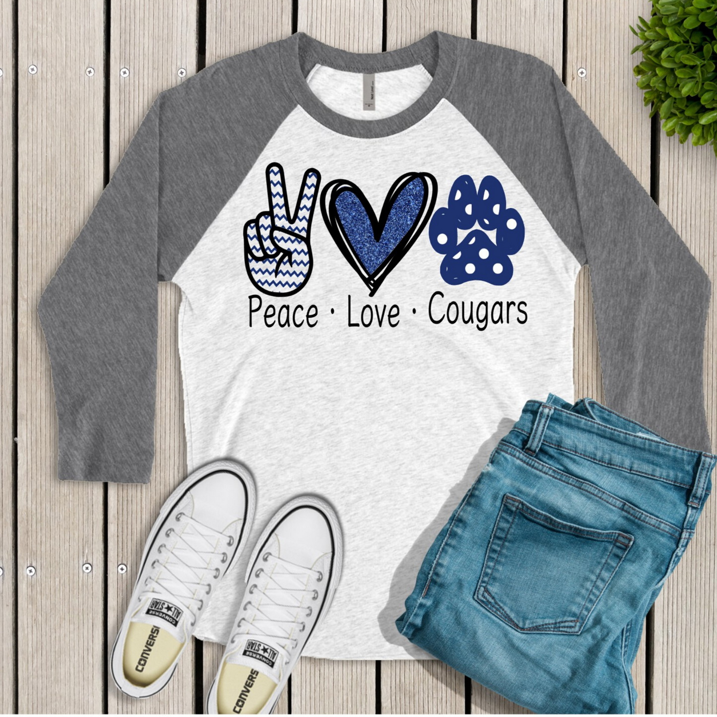Peace Love Cougars Raglan Shirt - Enid & Elle