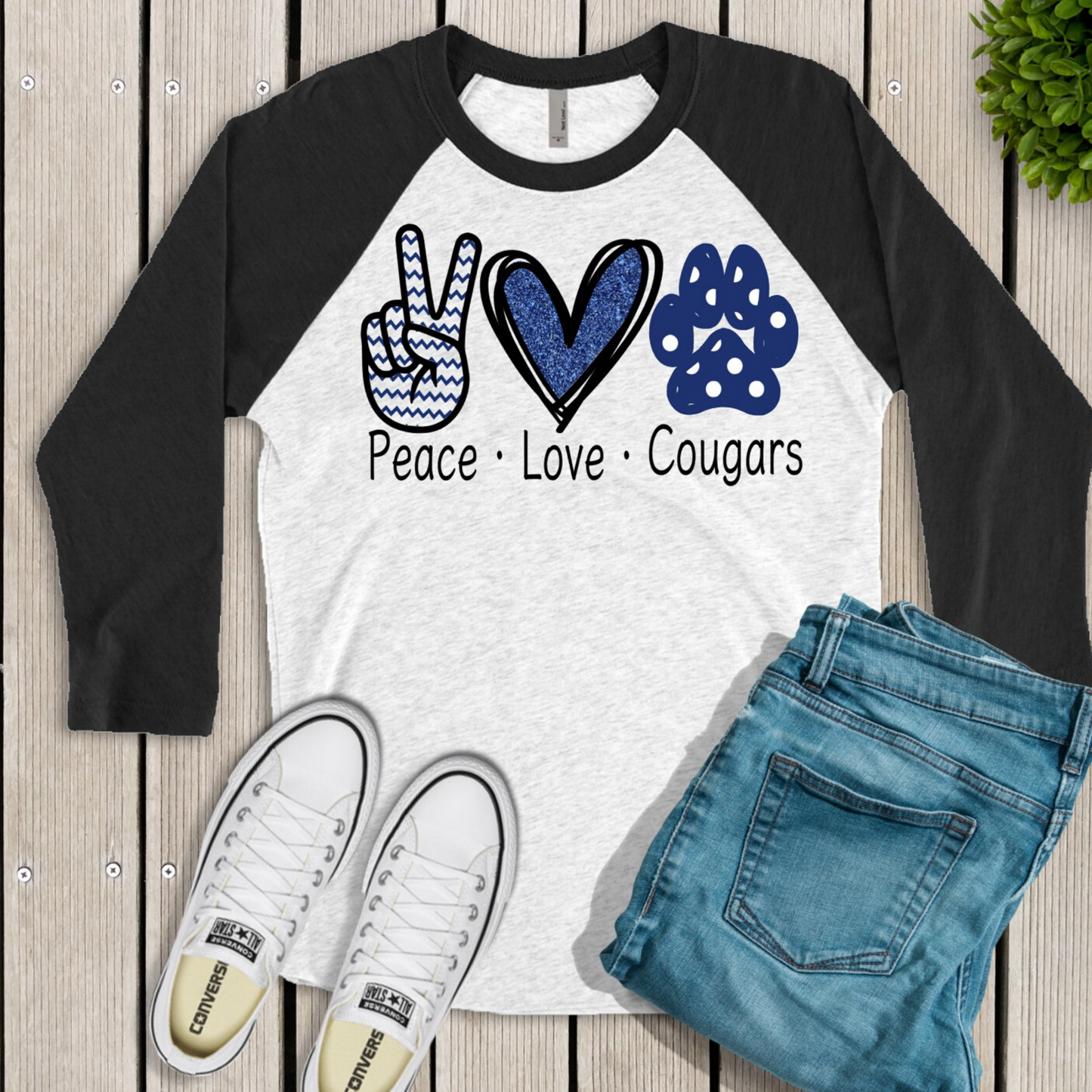 Peace Love Cougars Raglan Shirt - Enid & Elle
