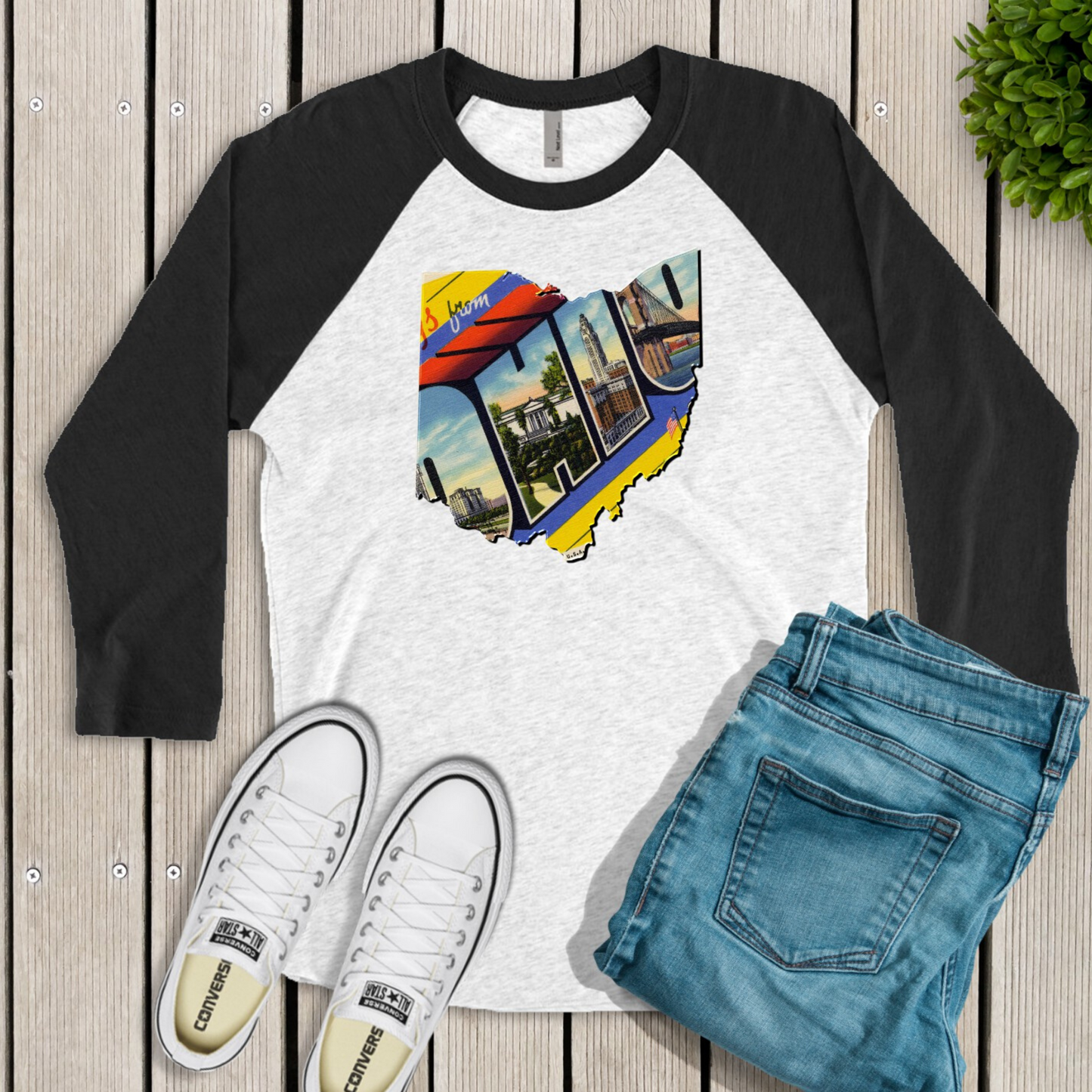 Ohio Postcard Raglan Shirt - Enid & Elle