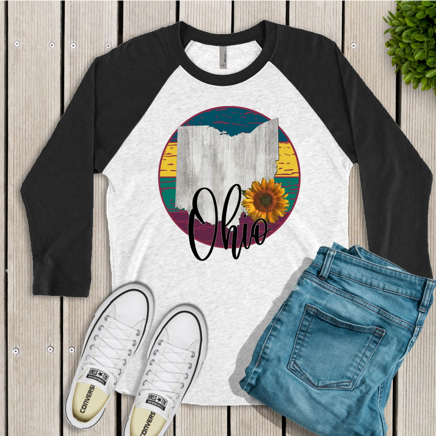 Ohio Sunflower Raglan Shirt - Enid & Elle