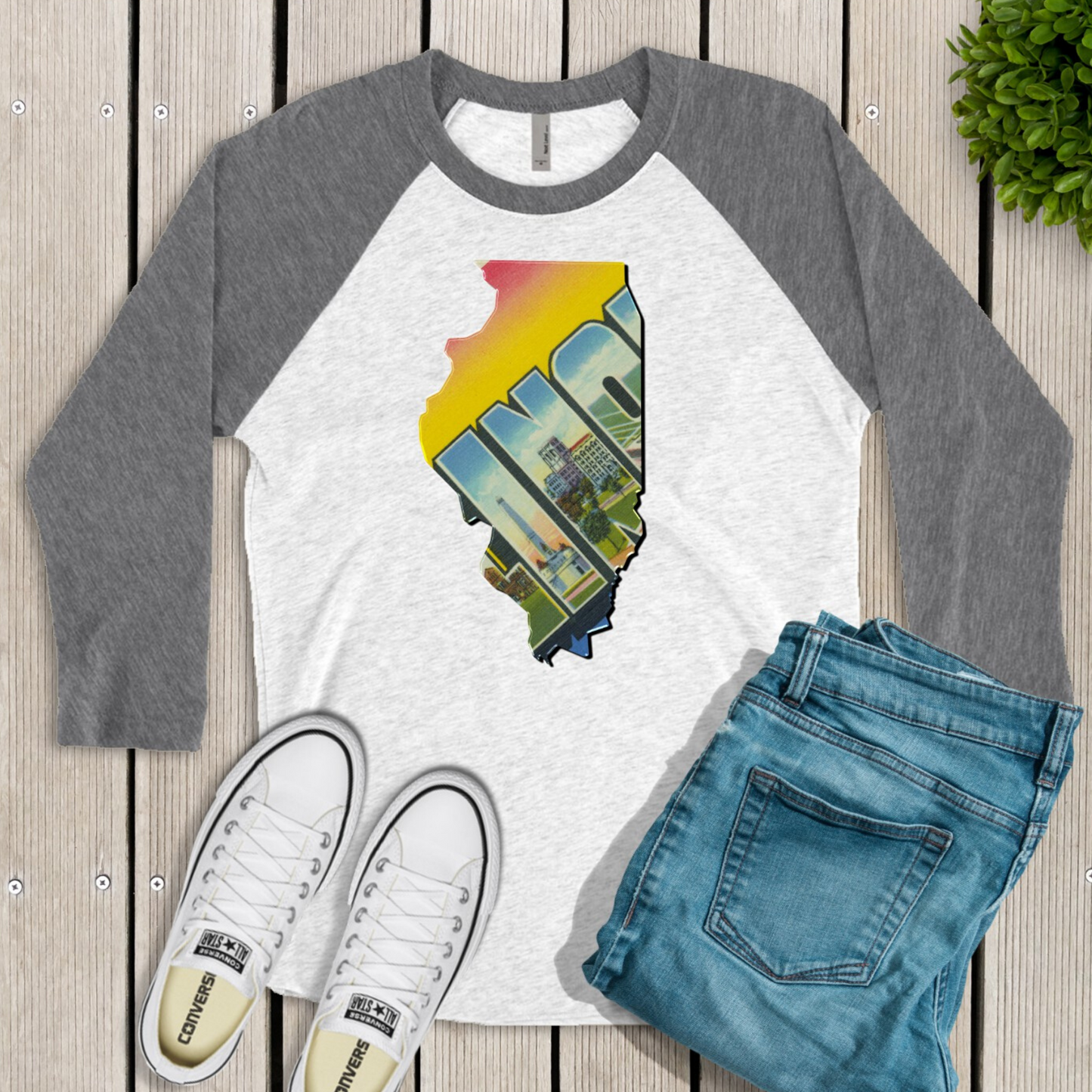 Illinois Postcard Raglan Shirt - Enid & Elle