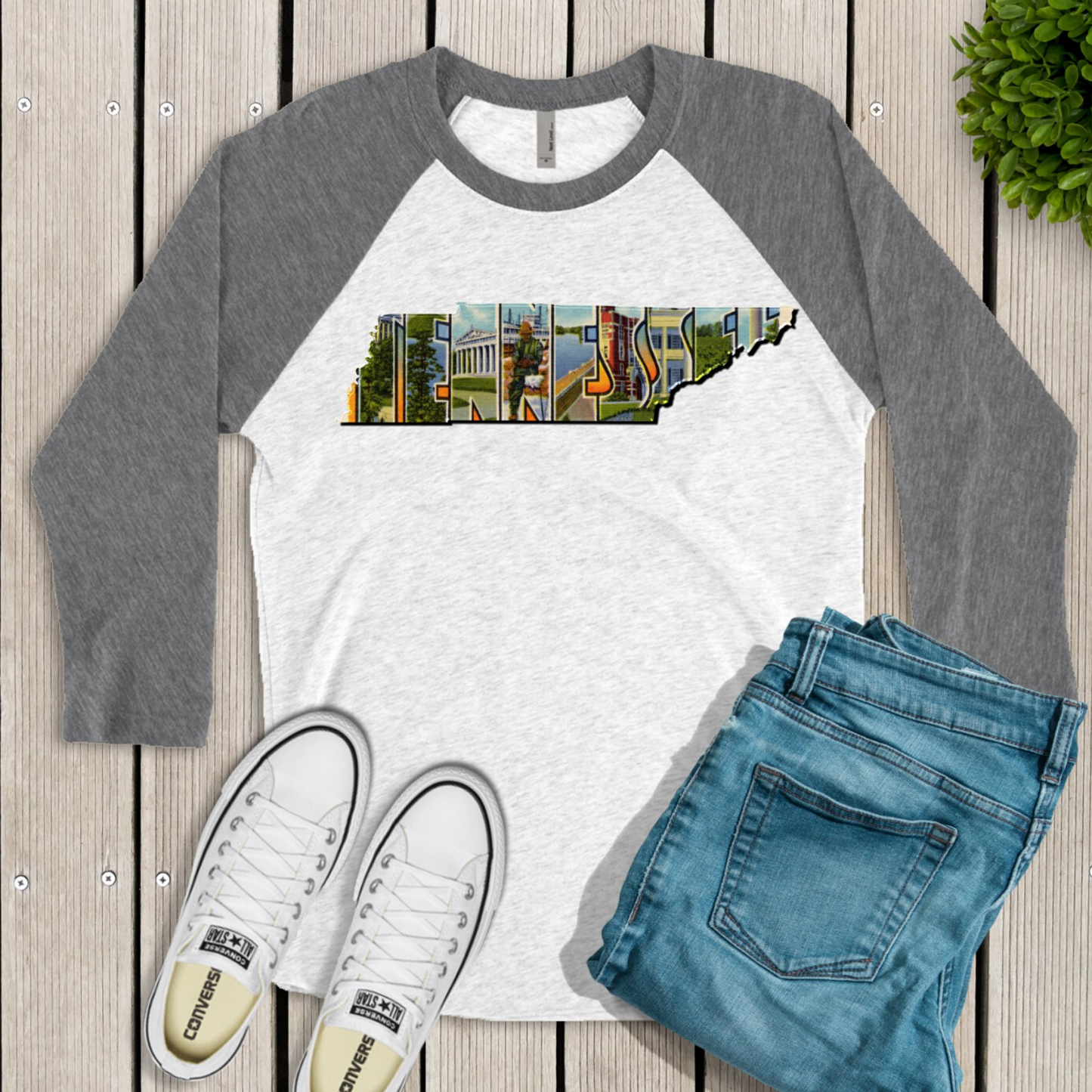 Tennessee Postcard Raglan Shirt - Enid & Elle