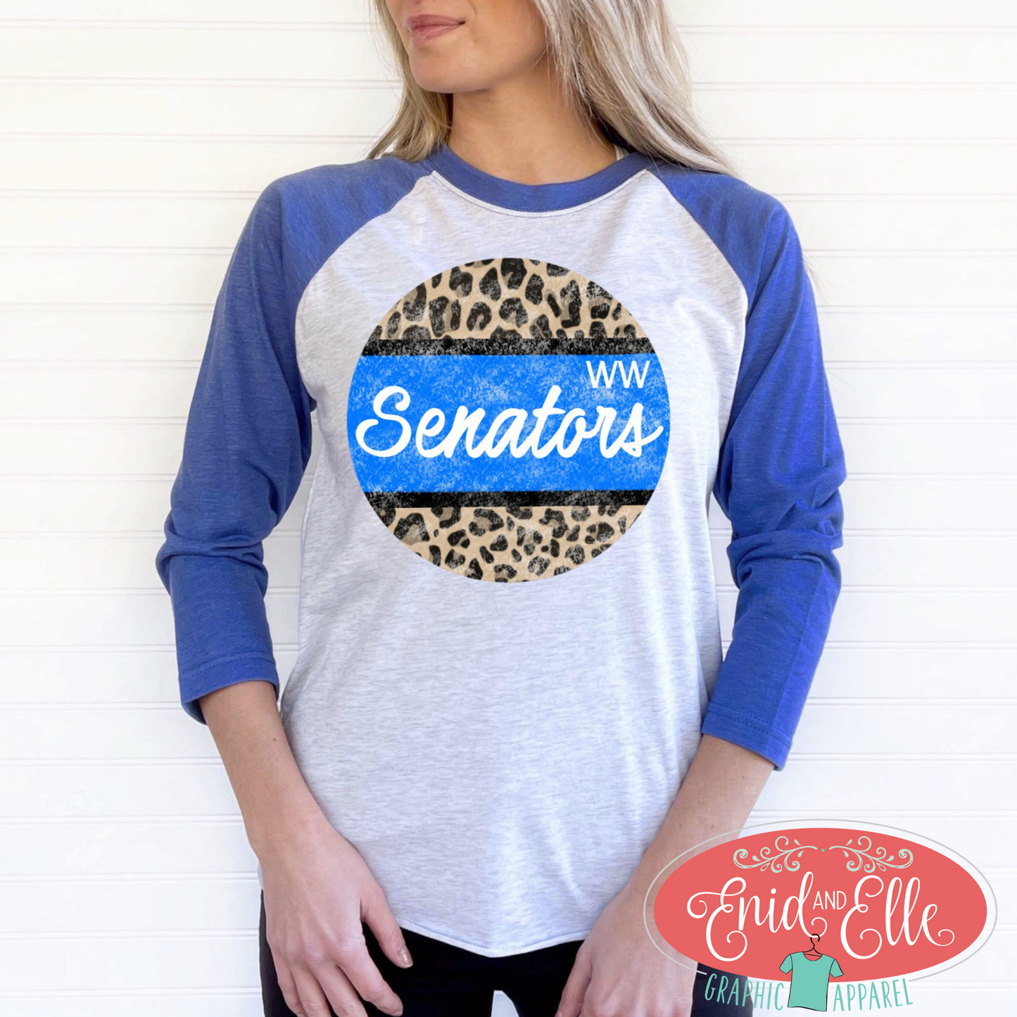 Senators Circle Leopard Raglan