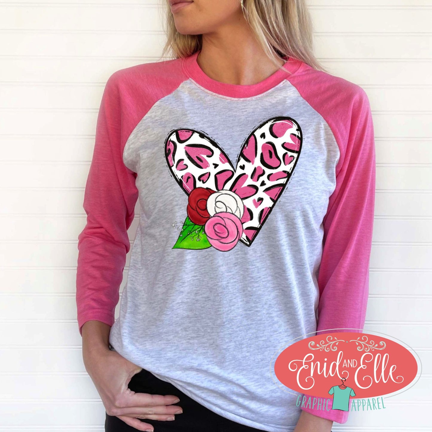 Leopard Heart Valentine's Day Raglan Shirt