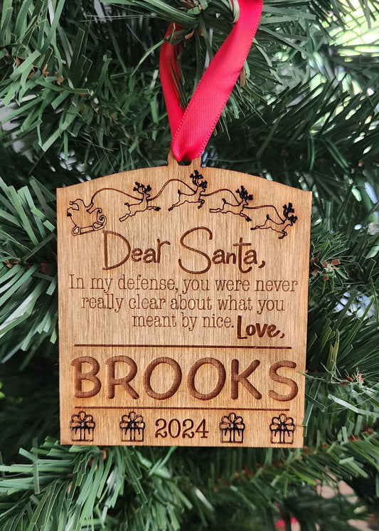 Dear Santa Name Ornaments