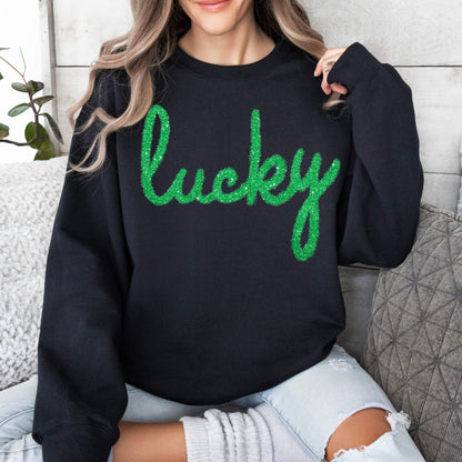 Lucky Faux Tinsel Sweatshirt