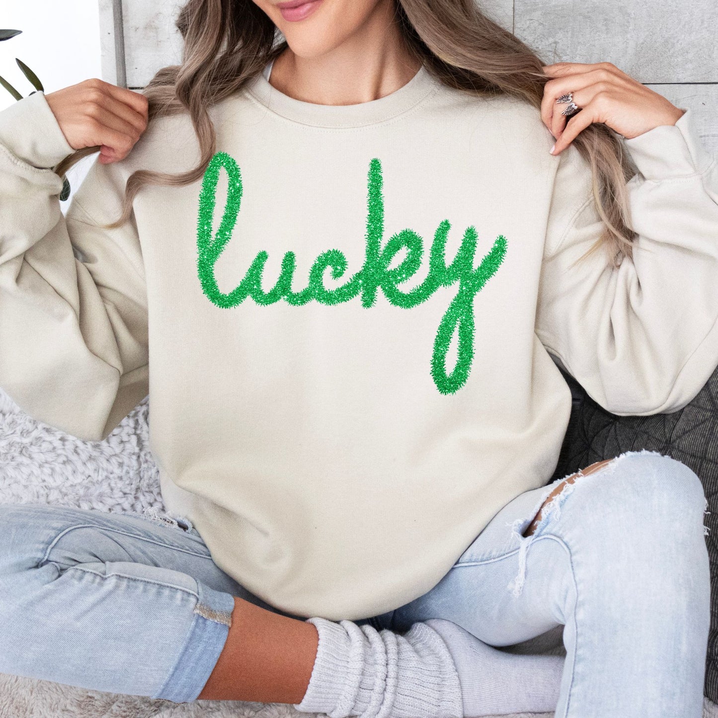 Lucky Faux Tinsel Sweatshirt