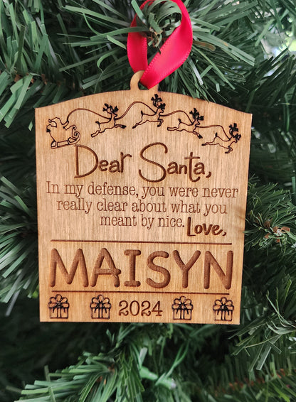 Dear Santa Name Ornaments