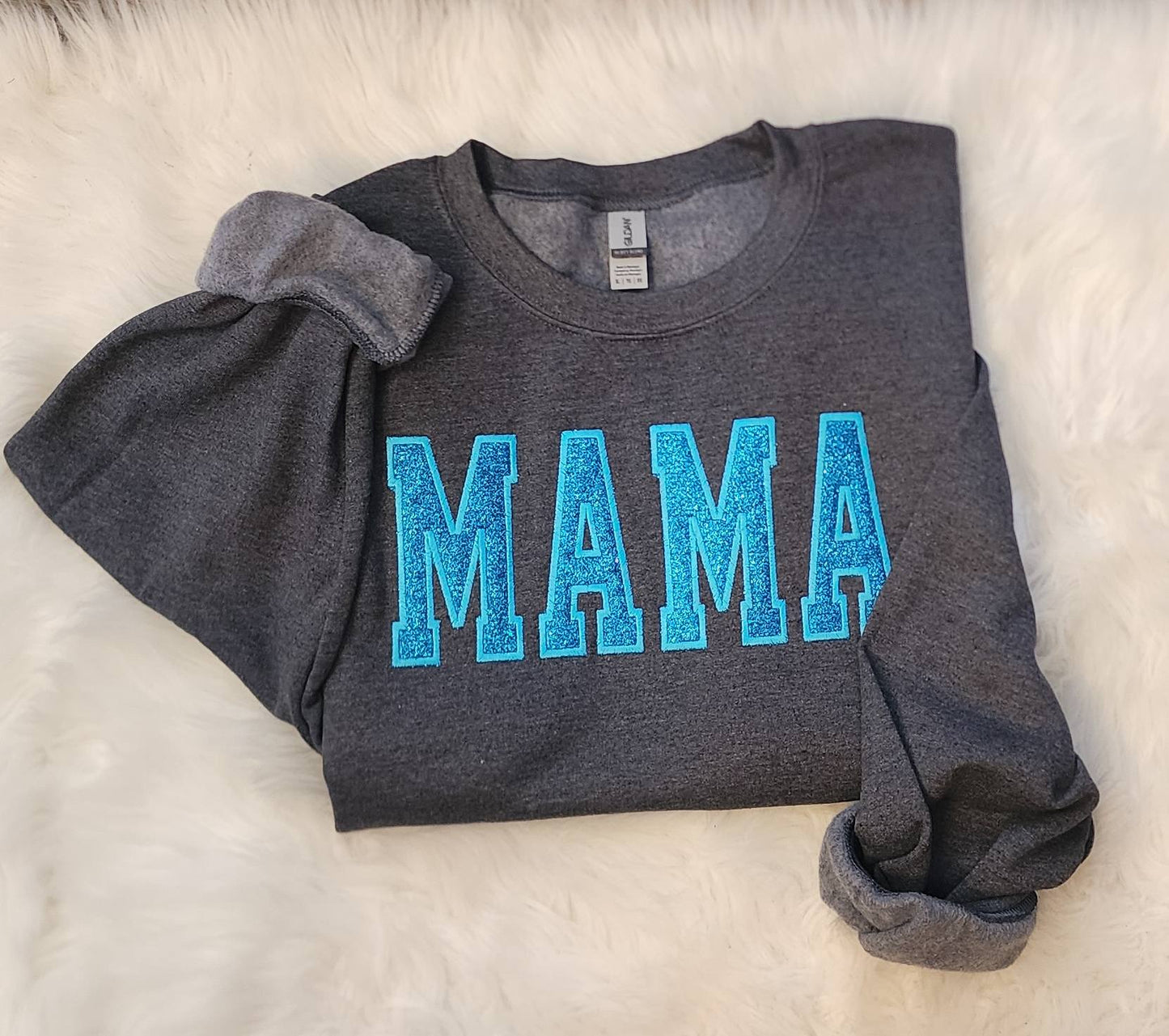 Mama Glitter Embroidery Gildan Sweatshirt