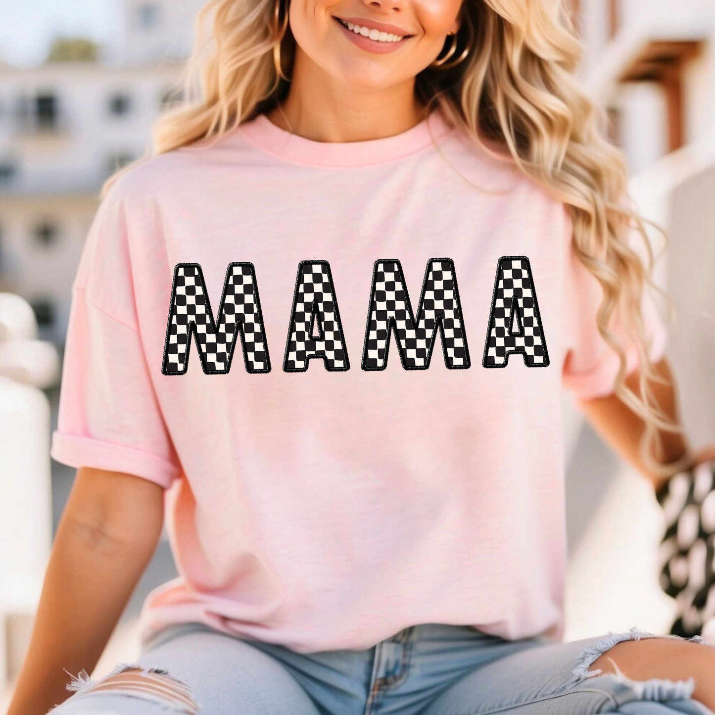 Mama Checkered T-Shirt Bella Canvas