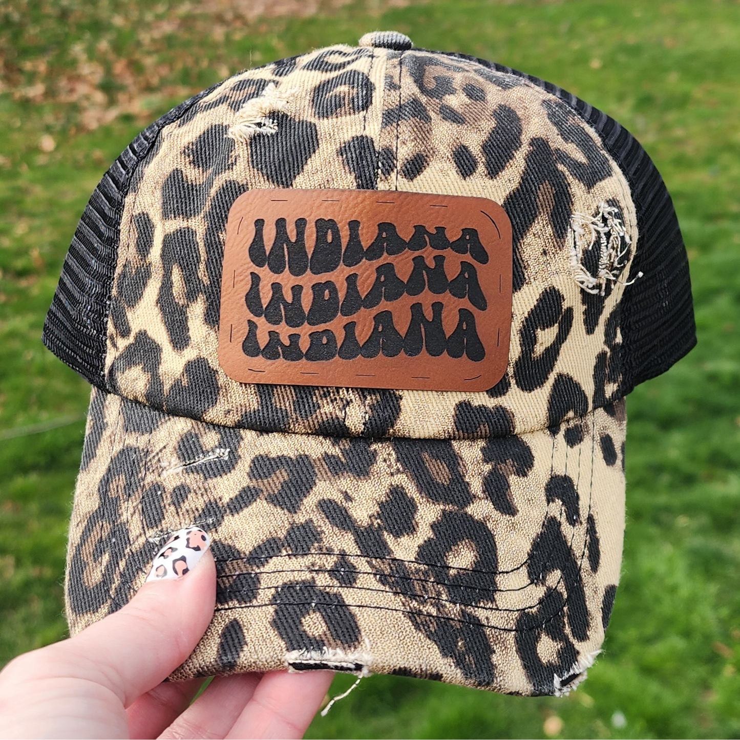 Leopard Print Indiana Patch Hat