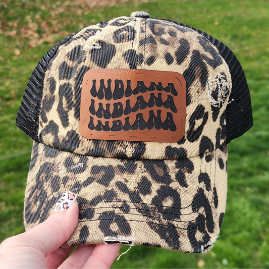 Leopard Print Indiana Patch Hat