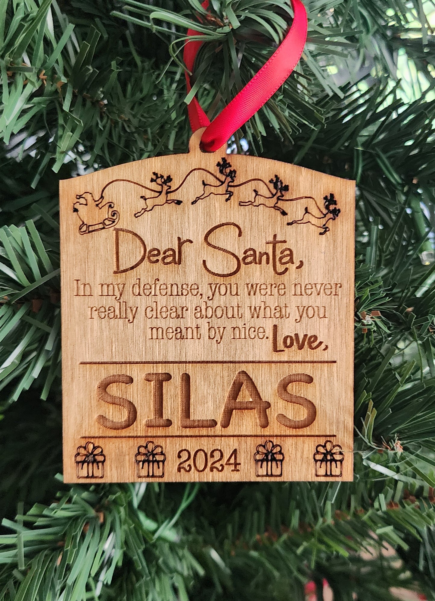 Dear Santa Name Ornaments