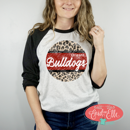 Bulldog Leopard Circle Raglan