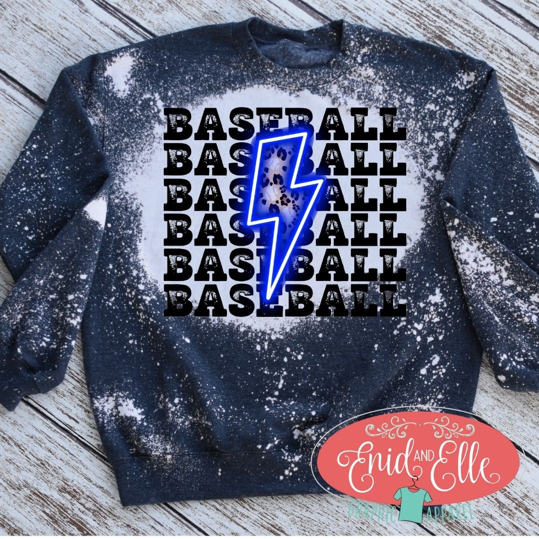 Baseball Blue Lightning Bleached Sweatshirt