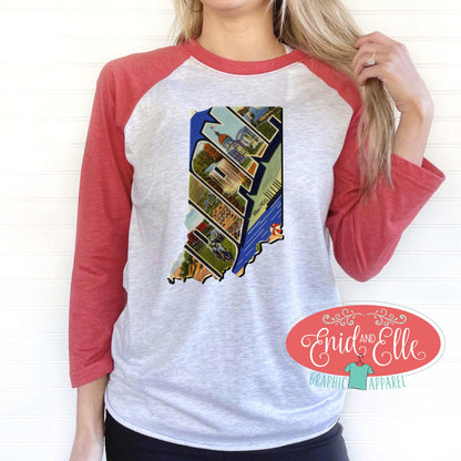 Indiana Postcard Raglan Shirt