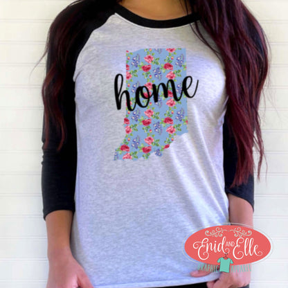 Indiana Floral Home Raglan Shirt