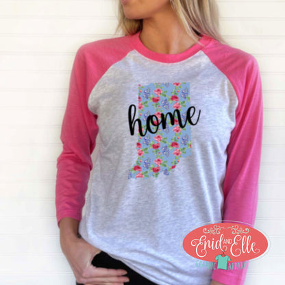 Indiana Floral Home Raglan Shirt