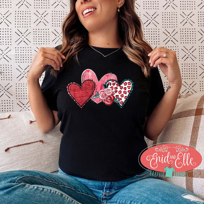 Leopard Heart Trio  With Roses T-shirt