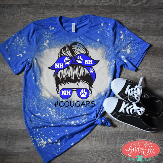 NH Cougar Paw Print  Messy Bun