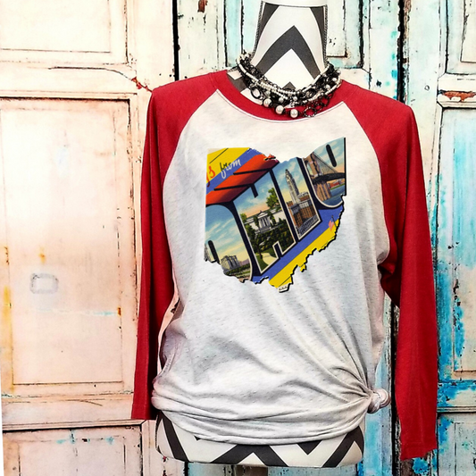 Ohio Postcard Raglan Shirt - Enid & Elle