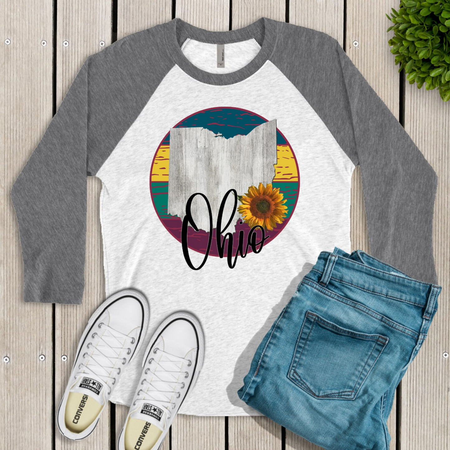 Ohio Sunflower Raglan Shirt - Enid & Elle