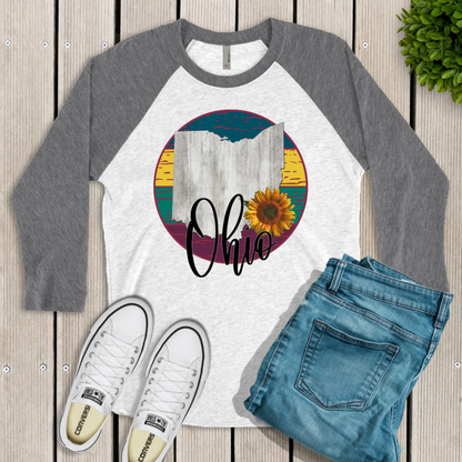 Ohio Sunflower Raglan Shirt - Enid & Elle