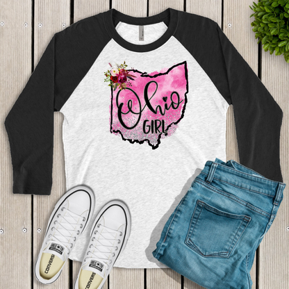 Ohio Pink Girl Raglan Shirt - Enid & Elle