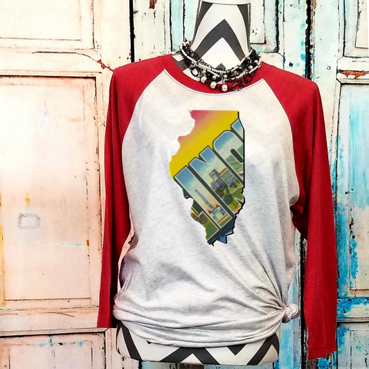 Illinois Postcard Raglan Shirt - Enid & Elle