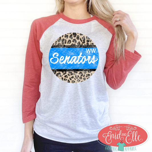 Senators Circle Leopard Raglan