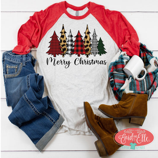 Merry Christmas Trees Raglan - Enid & Elle